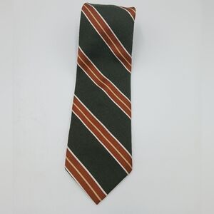 Beau Brummell Green and Brown Striped Men’s Tie 50% Polyester 50% Wool